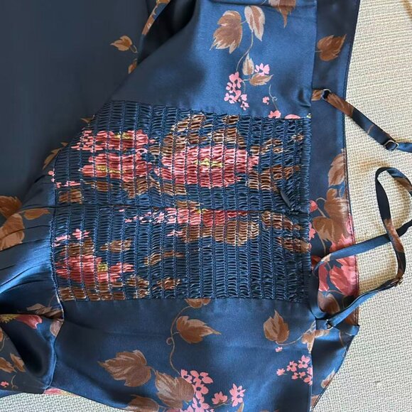 Reformation Frankie Silk Maxi Dress Sz6 Core Navy Red Floral Holiday Cocktail - Picture 7 of 9